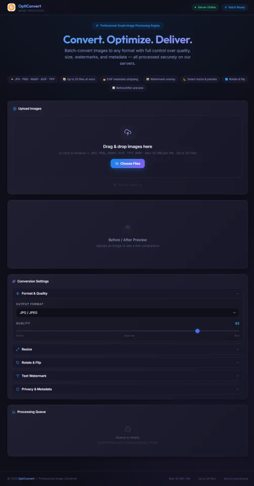 OptiConvert Pro - Batch Image Converter API — screenshot 1