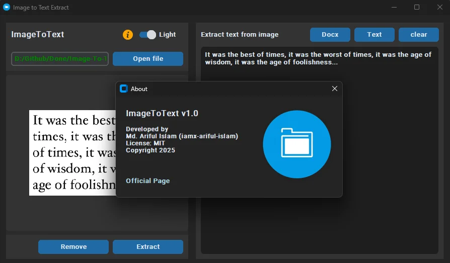 PyOCR Drop - Desktop Image to Text Converter with File Export — screenshot 3