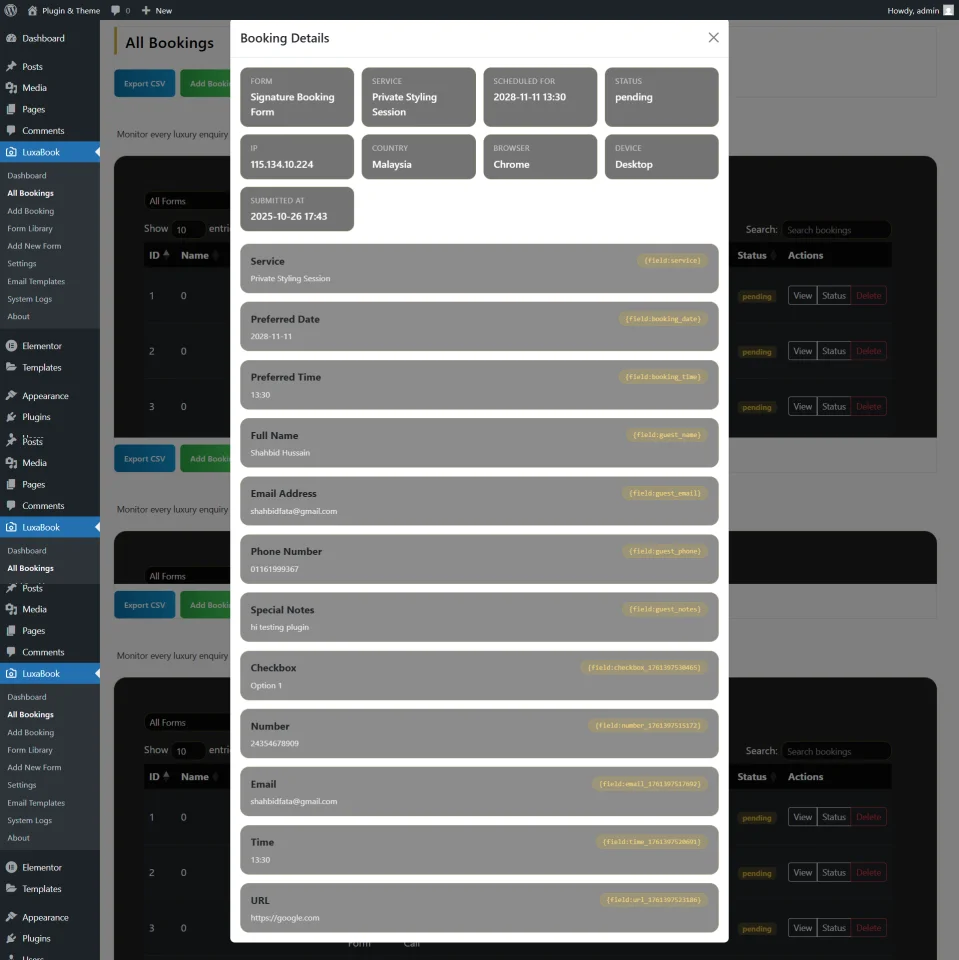 LuxaBook Ultimate Booking Form Builder & Appointment System — screenshot 3