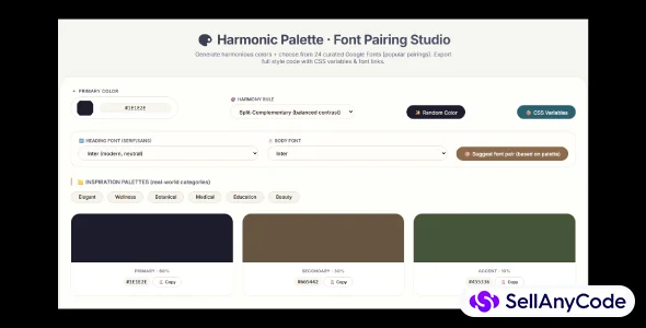 Harmonic Palette Studio Color & Font Tool