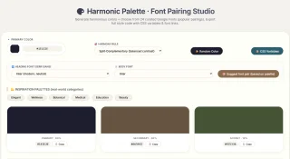 Harmonic Palette Studio Color & Font Tool