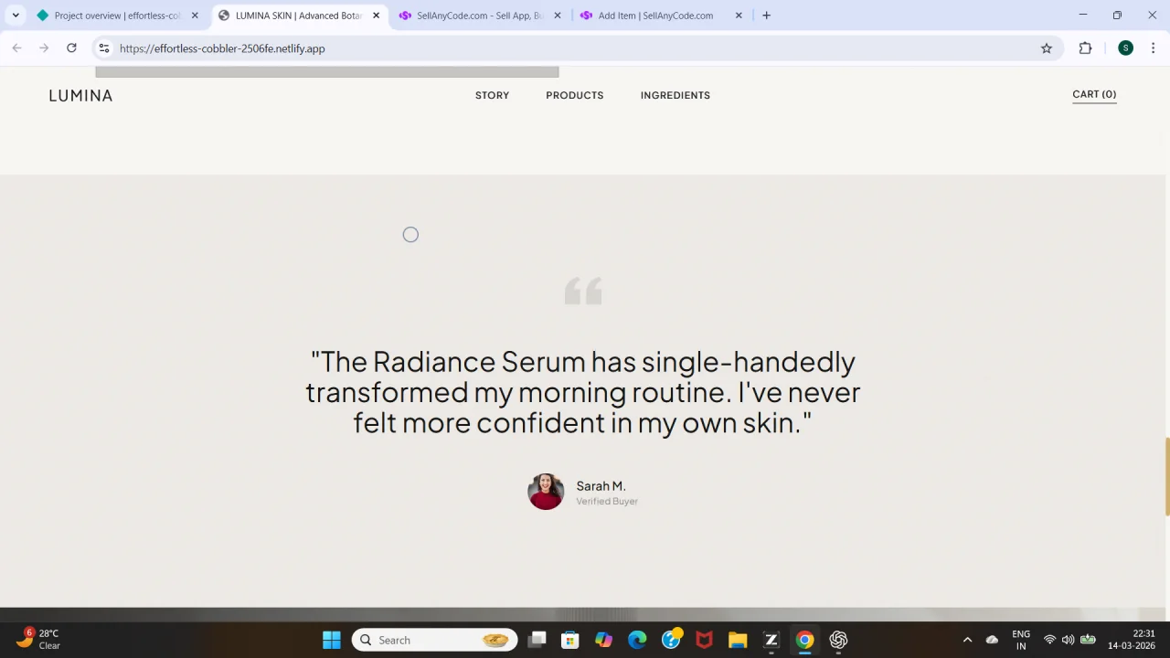Lumina Skin Premium Skincare Brand Landing Page — screenshot 5