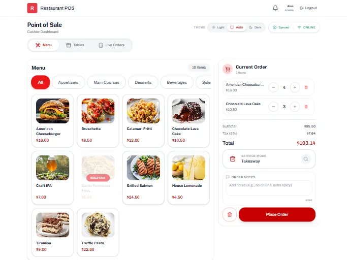 Full-Stack Offline-First Restaurant POS: QR Menu, KDS, & Admin Dashboard — screenshot 1