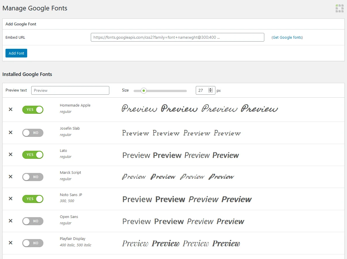 FontPress - WordPress Font Manager — screenshot 1