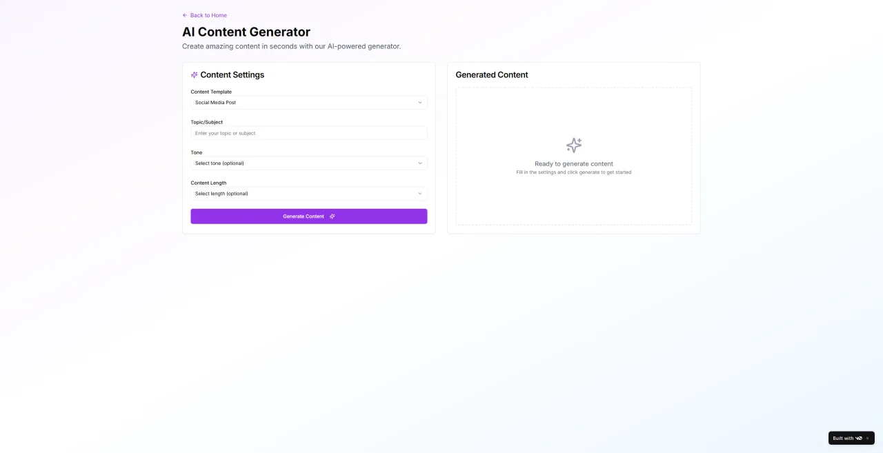 AI Text Generator - Complete Next.js App with 6 Templates — screenshot 1