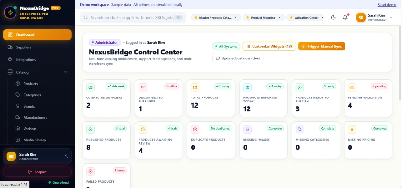 NexusBridge Enterprise PIM & Middleware Platform — screenshot 3