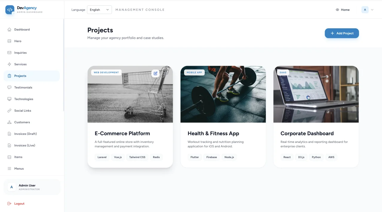 Digital Agency Management System — screenshot 2