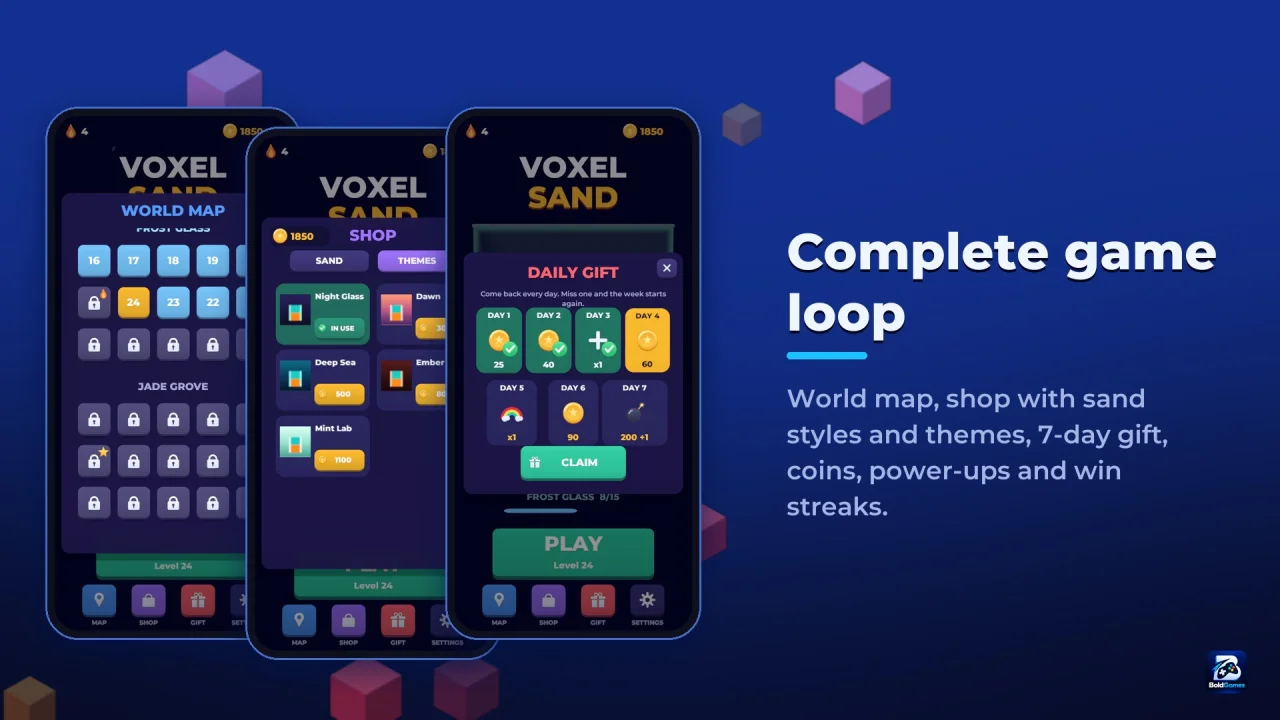 Voxel Sand: 3D Sand Sort Puzzle, Unity Game Template — screenshot 7