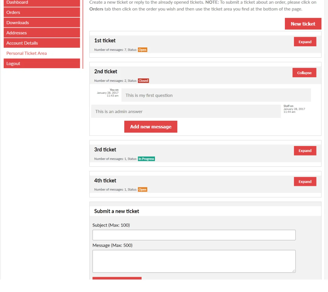 WooCommerce Support Ticket System — screenshot 2