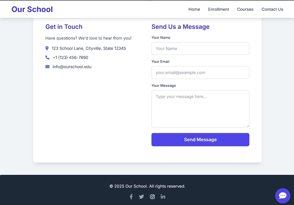 Chat AI and School Landing Webpage — screenshot 1