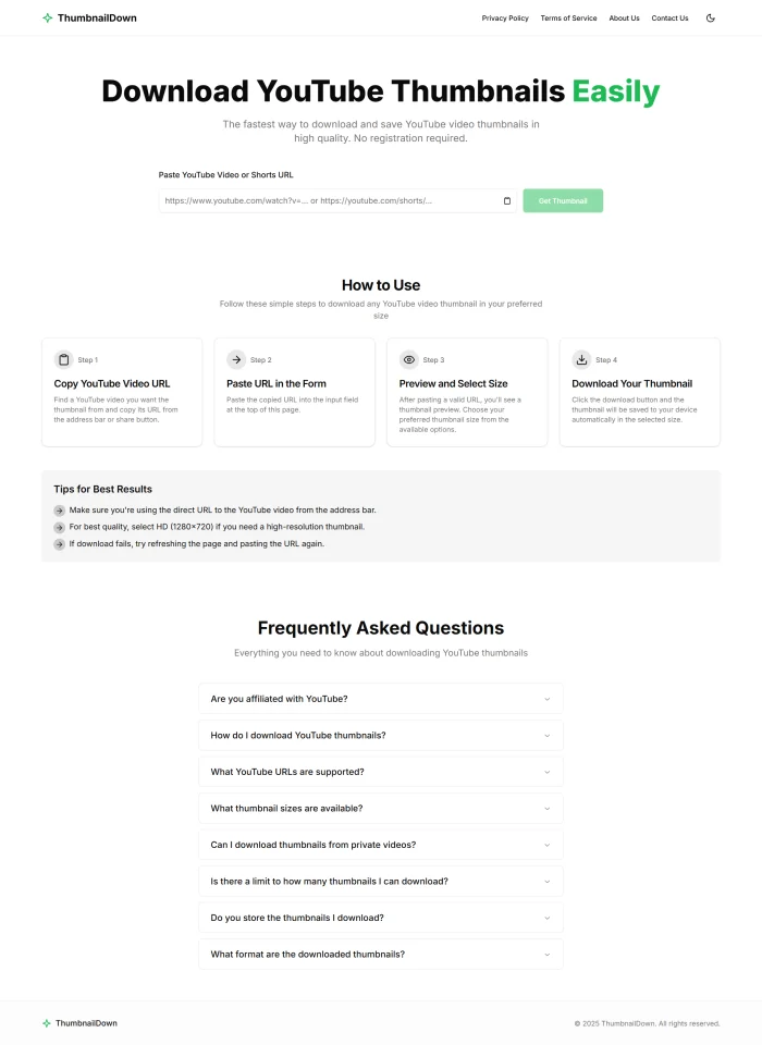 YouTube Thumbnail Downloader Advanced Website Script — screenshot 1