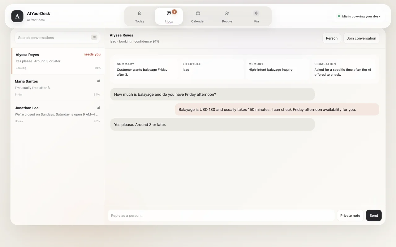 AtYourDesk AI Receptionist & Smart Front Desk | White-Label Source Code — screenshot 1