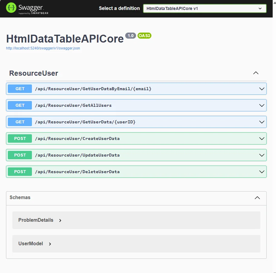 HTML Datatable with API — screenshot 1