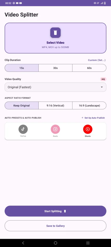 Video Splitter Pro - Android App Source Code — screenshot 1
