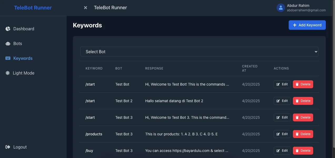 Telegram Bot - Node.js & React.js — screenshot 4