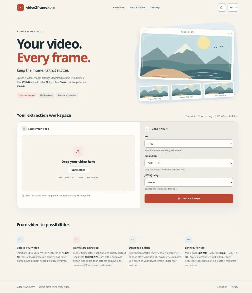 Frame Studio - PHP Laravel Video Frame Extractor with Docker — screenshot 1