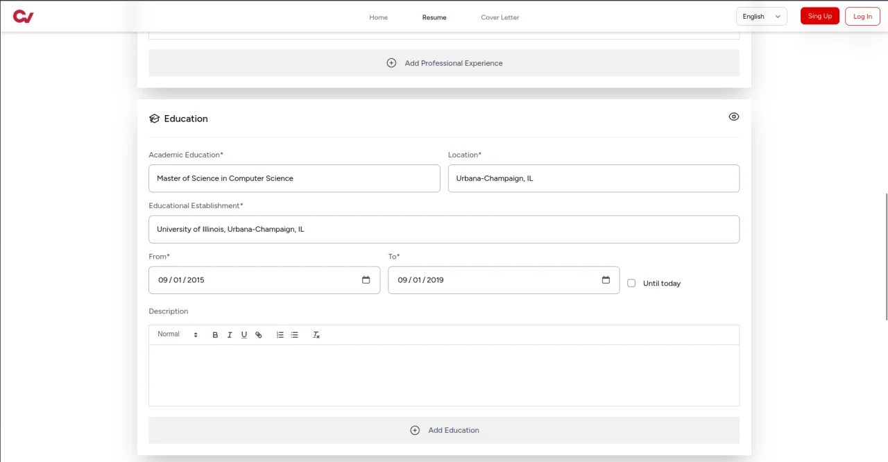 CV Maker Application — screenshot 3