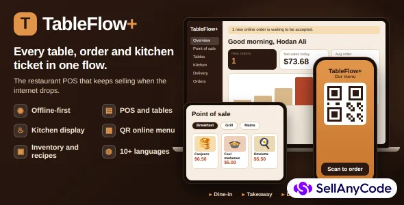 TableFlow+: Restaurant POS Kitchen, QR Menu & Delivery — cover