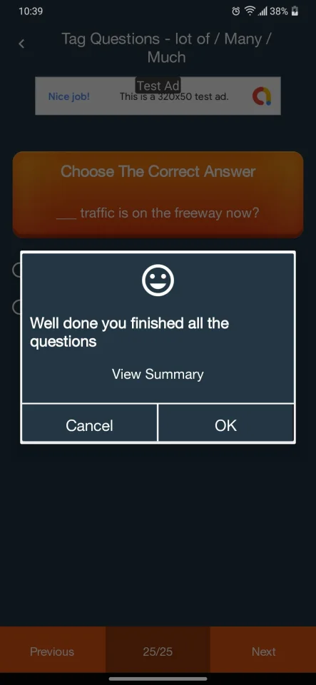 English Quiz with Grammar - Android App — screenshot 3