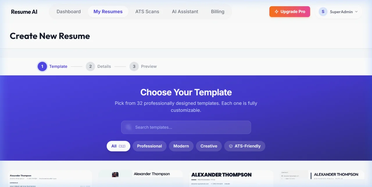 Resume AI the Ultimate AI-Powered Resume Builder & ATS Scanner (SaaS) — screenshot 9