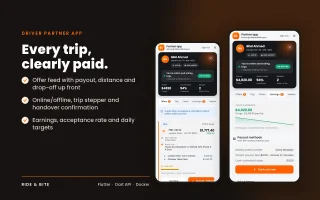 Ride & Bite - Flutter Ride Hailing, Food & Parcel Delivery App with Admin & API
