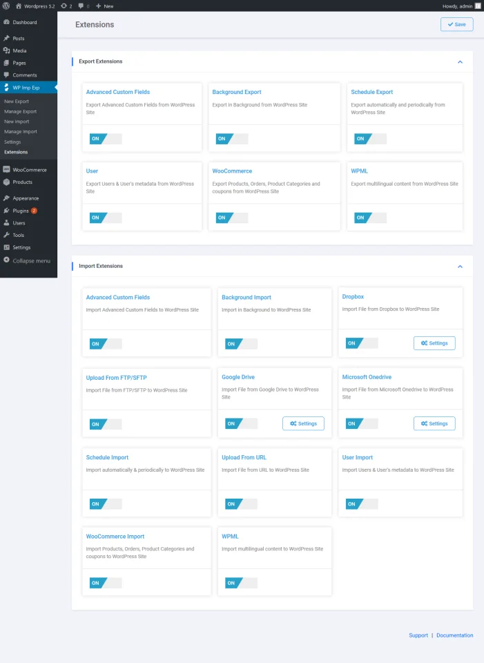 Woo Import Export — screenshot 2