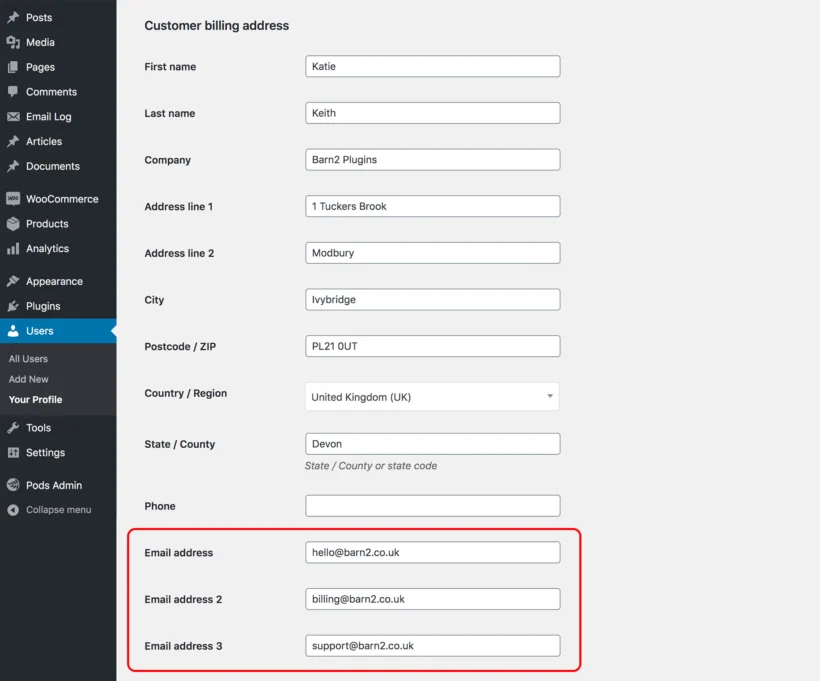 Barn2 WooCommerce Multiple Email Recipients — screenshot 1