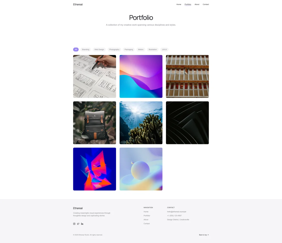 Ethereal Showcase Gallery Template React JS — screenshot 2