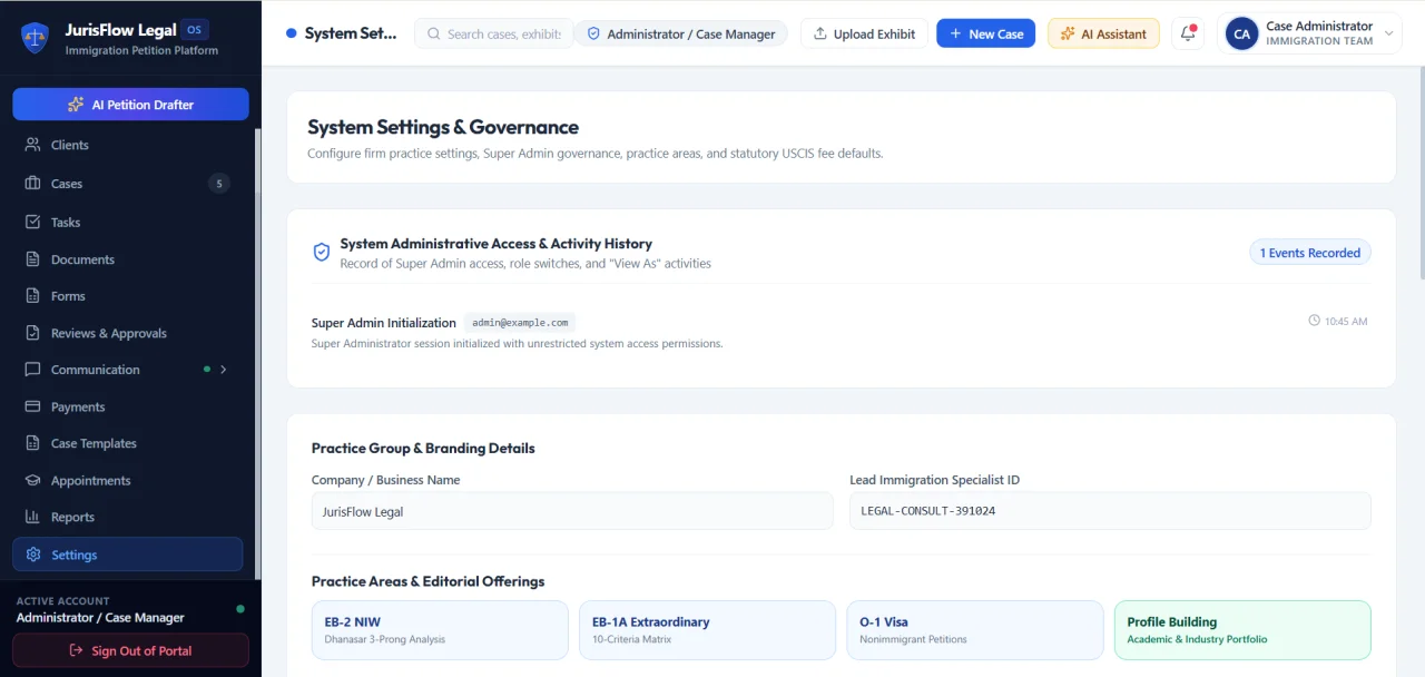 JurisFlow - Legal Practice & Immigration Case Management Portal. — screenshot 2