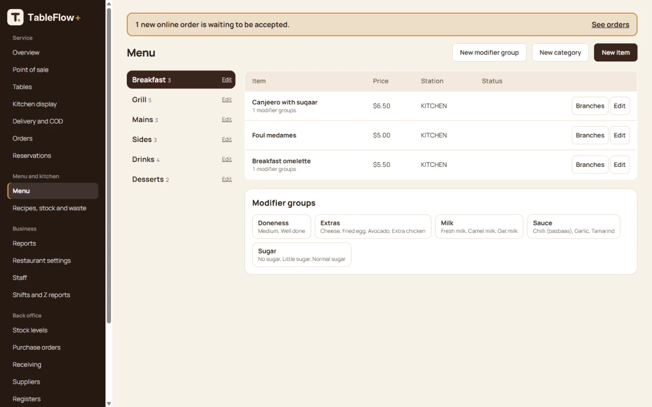 TableFlow+: Restaurant POS Kitchen, QR Menu & Delivery — screenshot 5