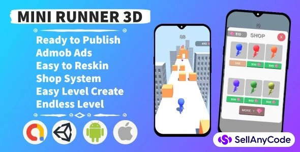 Mini Runner 3D (Unity+AdMob+Hypercasual+Android)