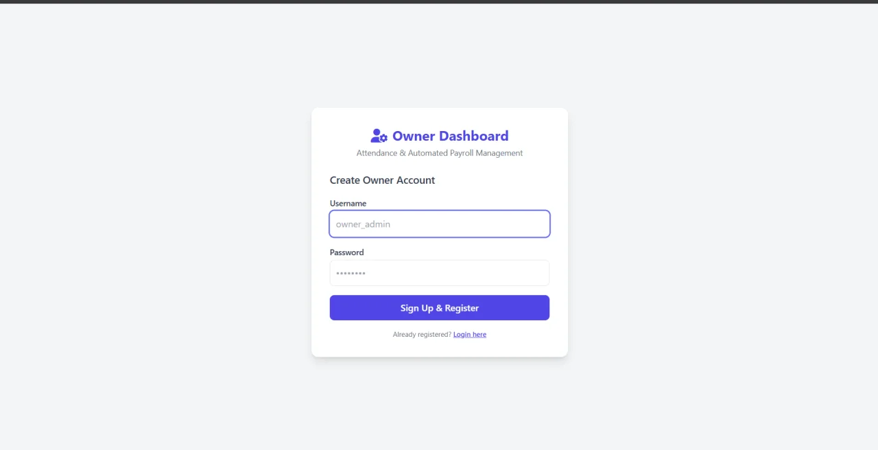 Employee Attendance & Payroll Web App — screenshot 1