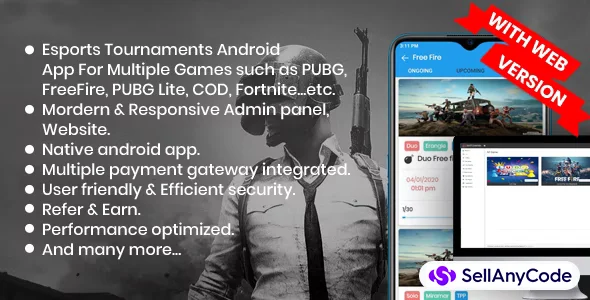 BattleMania with Web Version - Tournament App with Website & Admin Panel for PUBG / Free Fire / COD