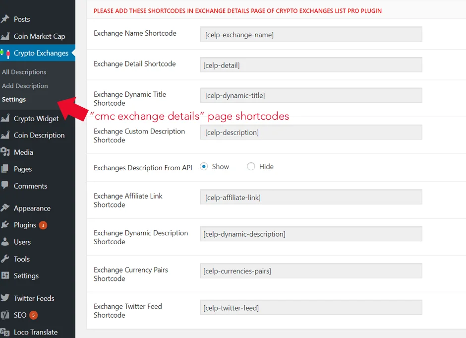 Cryptocurrency Exchanges List Pro - WordPress Plugin — screenshot 3