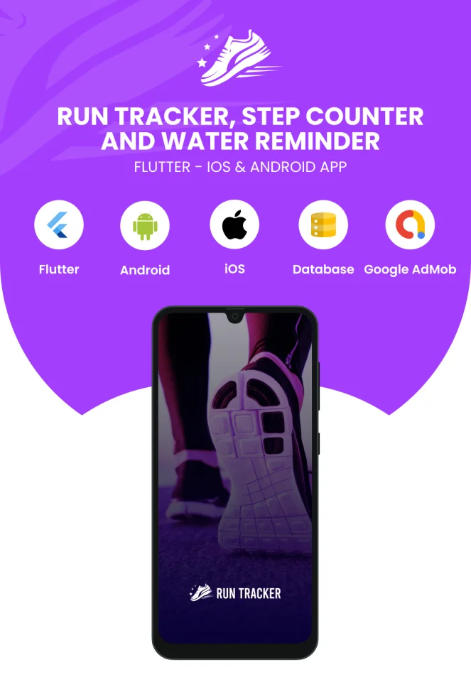 Run Tracker, Step Counter and Water Reminder - Flutter Android & iOS App (20 Languages) — screenshot 1