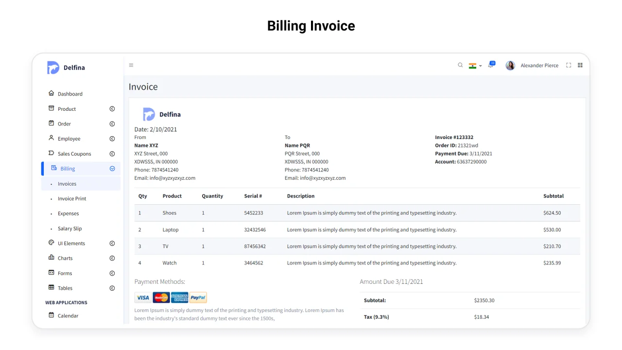 Delfina: Sales & Invoice Admin Dashboard — screenshot 6