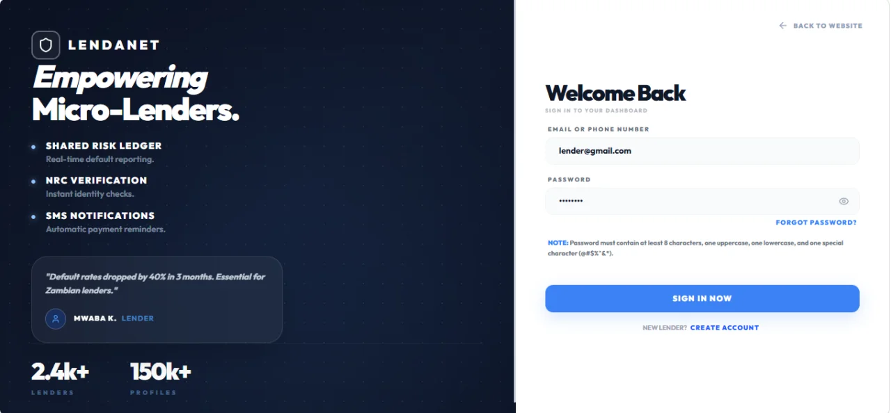 LendaNet Credit Intelligence & Loan Management Platform — screenshot 3