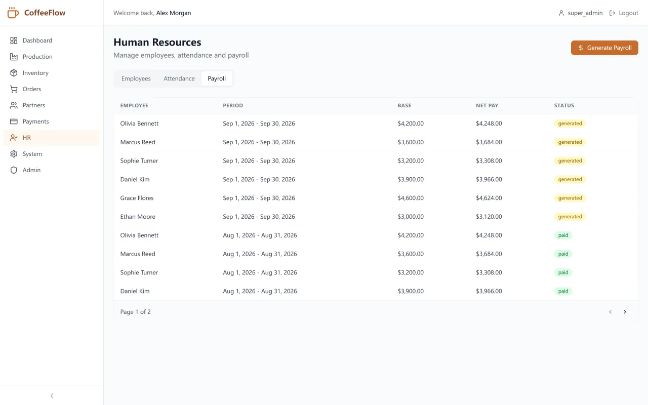 CoffeeFlow ERP — screenshot 10