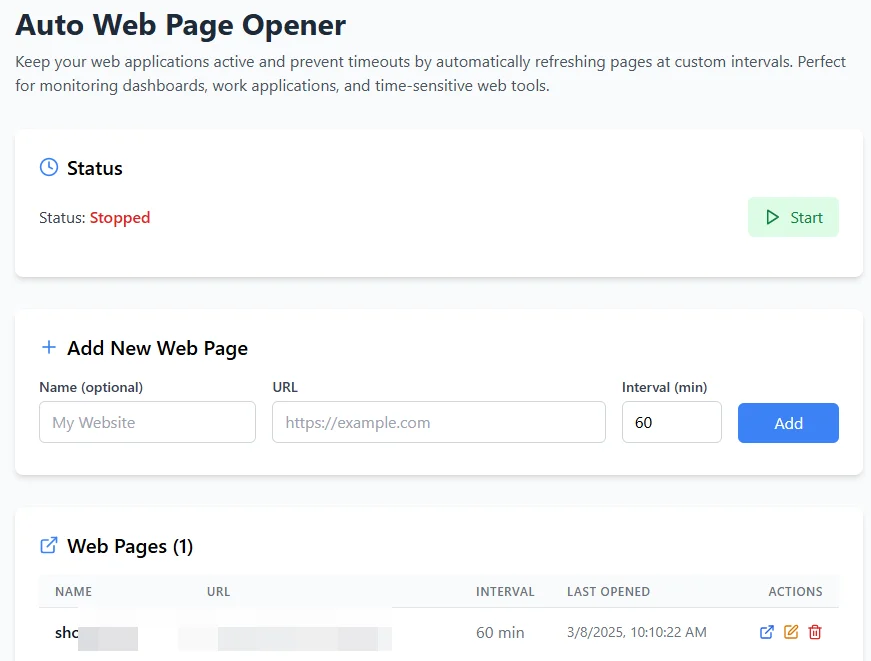 AutoWebOpener (Custom Interval) — screenshot 1