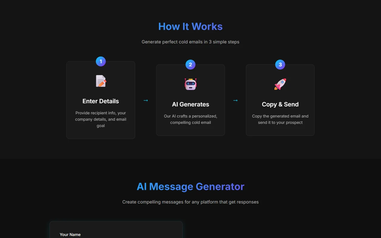 AI Email and Message Generator Web Tool — screenshot 2