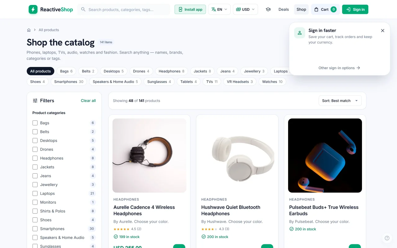 Reactive Shop Laravel eCommerce Store with Touch POS & Multi-Payment — screenshot 2