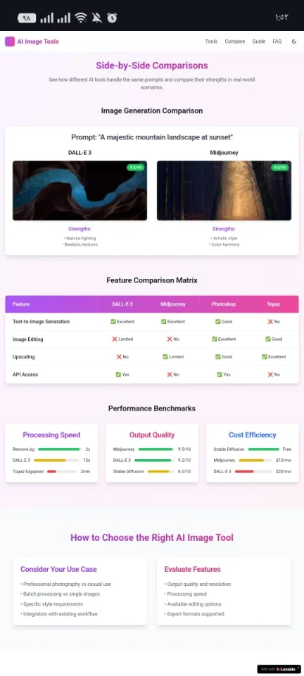 AI Image Tools Showcase Modern Landing Page Template — screenshot 3