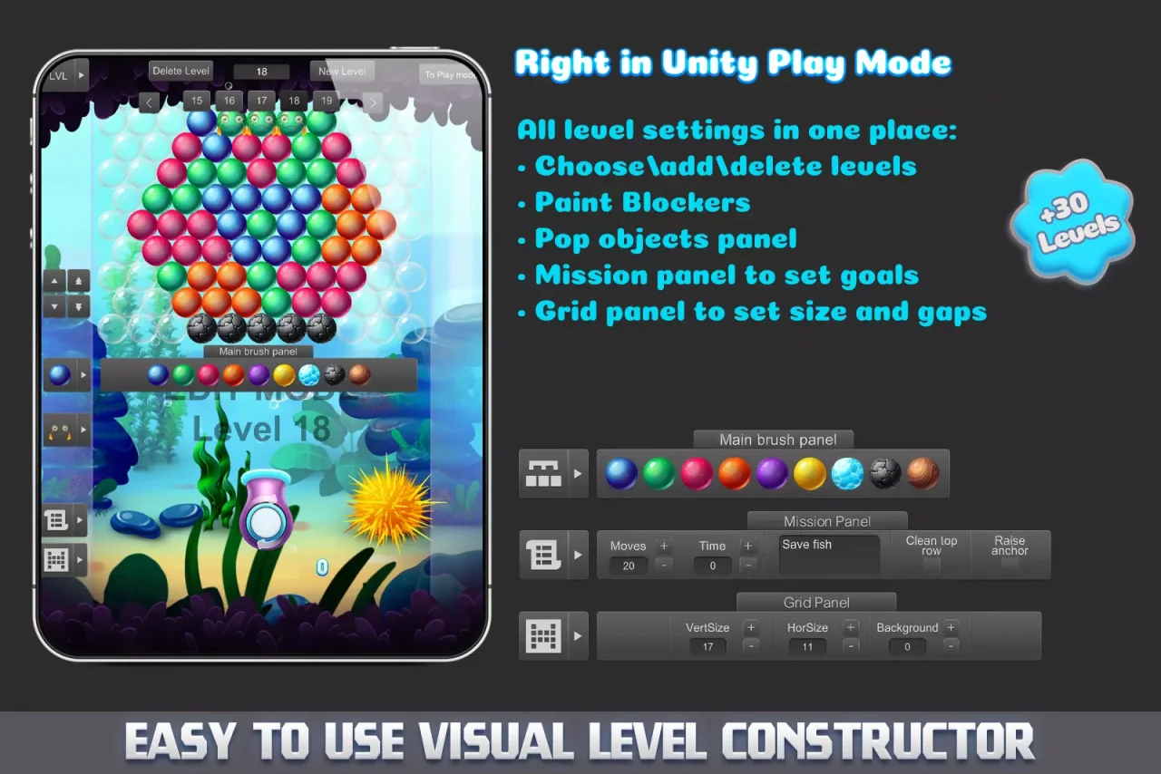 MK Bubble Shooter Kit Underwater Pop Game Template — screenshot 1