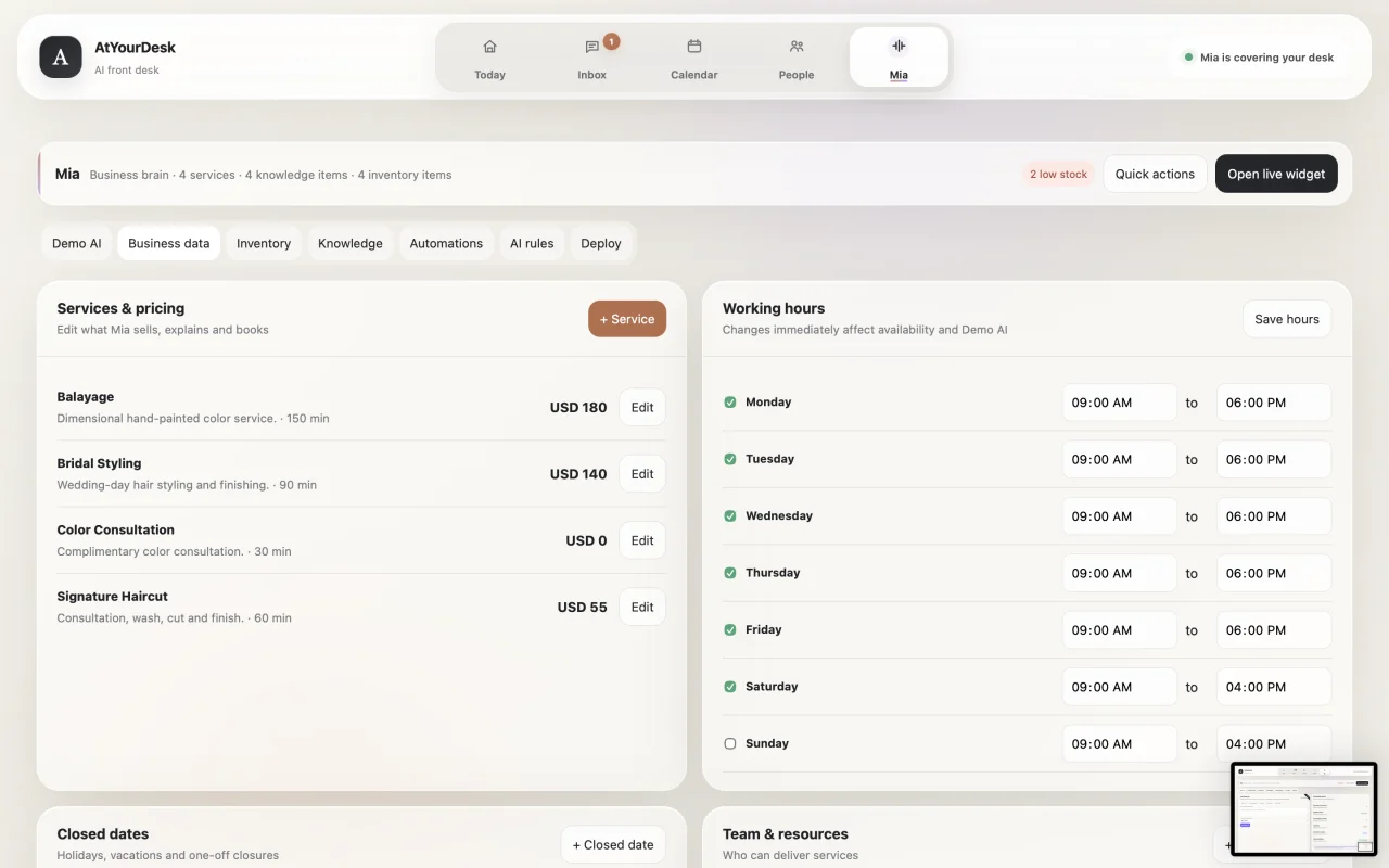 AtYourDesk AI Receptionist & Smart Front Desk | White-Label Source Code — screenshot 4