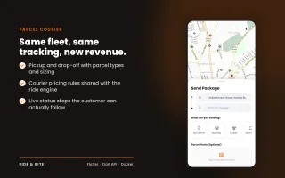Ride & Bite - Flutter Ride Hailing, Food & Parcel Delivery App with Admin & API