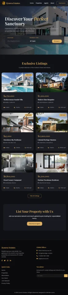 Zynova Estates - Luxury Real Estate Platform — screenshot 1