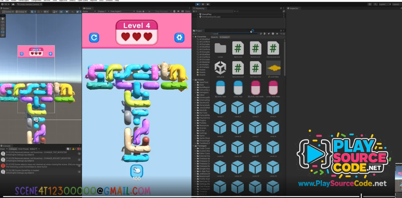 Download Worm Stack Tap Away Puzzle Unity Source Code 150 Levels Included — screenshot 5