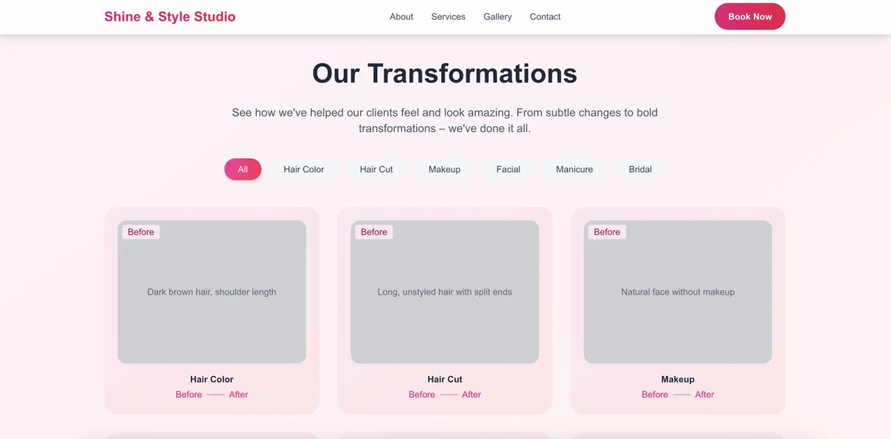 Shine & Style Elegant Next.js Template for Beauty Studios — screenshot 5