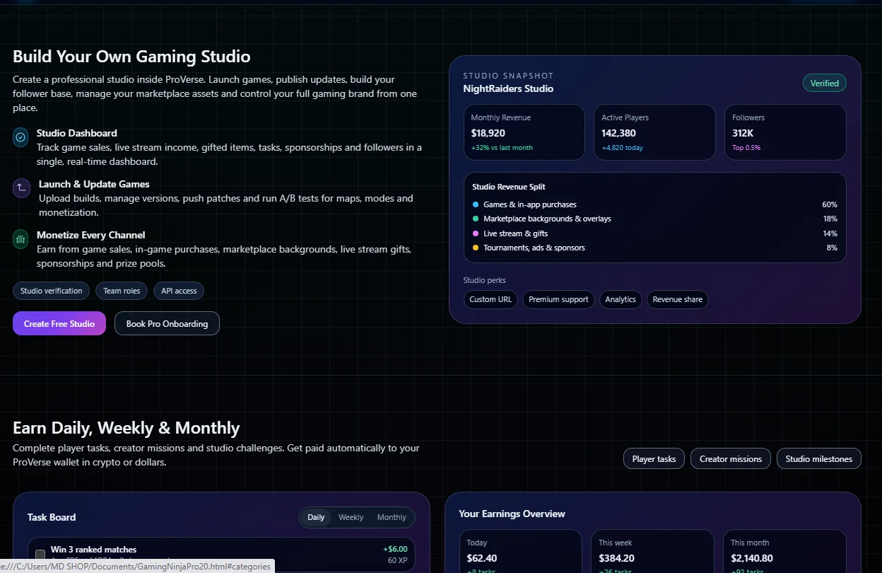 Earning Gaming Website — screenshot 2