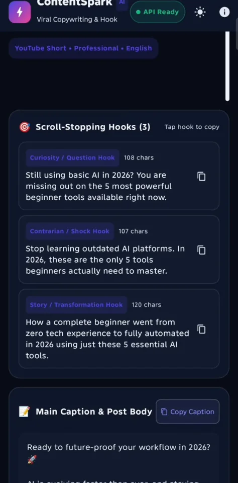 ContentSpark AI AI Social Media Content Generator Android App — screenshot 4